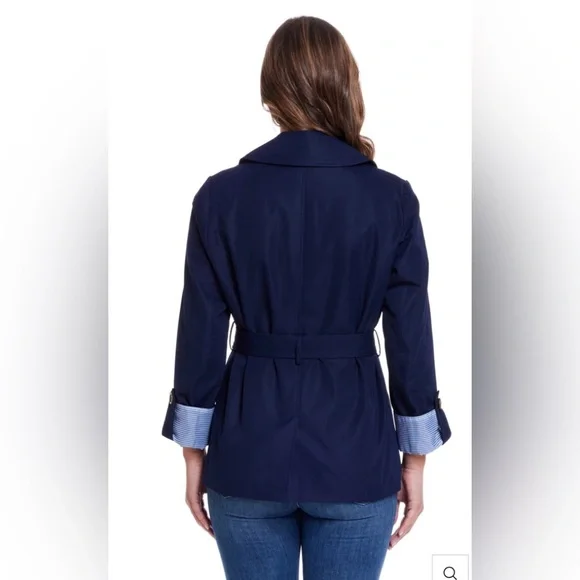 Weatherproof / NWT/ DOUBLE BREASTED TRENCH/ Classic Navy Blue/ Size M - Picture 3 of 15